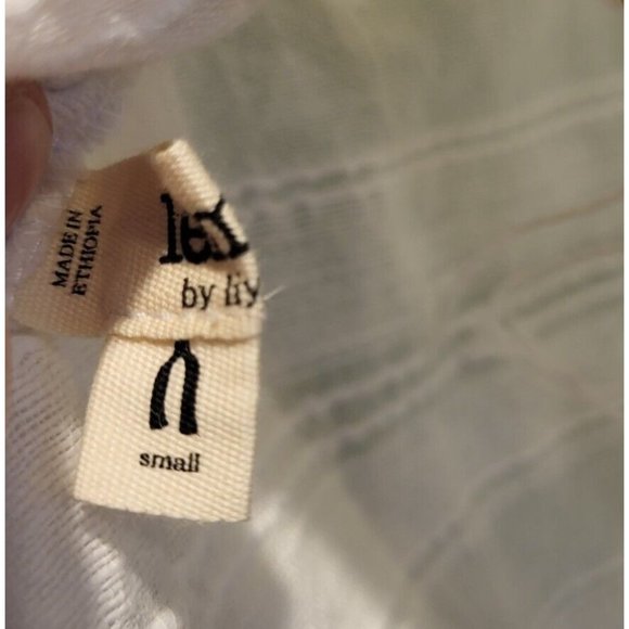 NWOT Lemlem White Gold Accent Long Sleeve Lightweight Elastic Tie Neckline Sz S - Picture 7 of 7